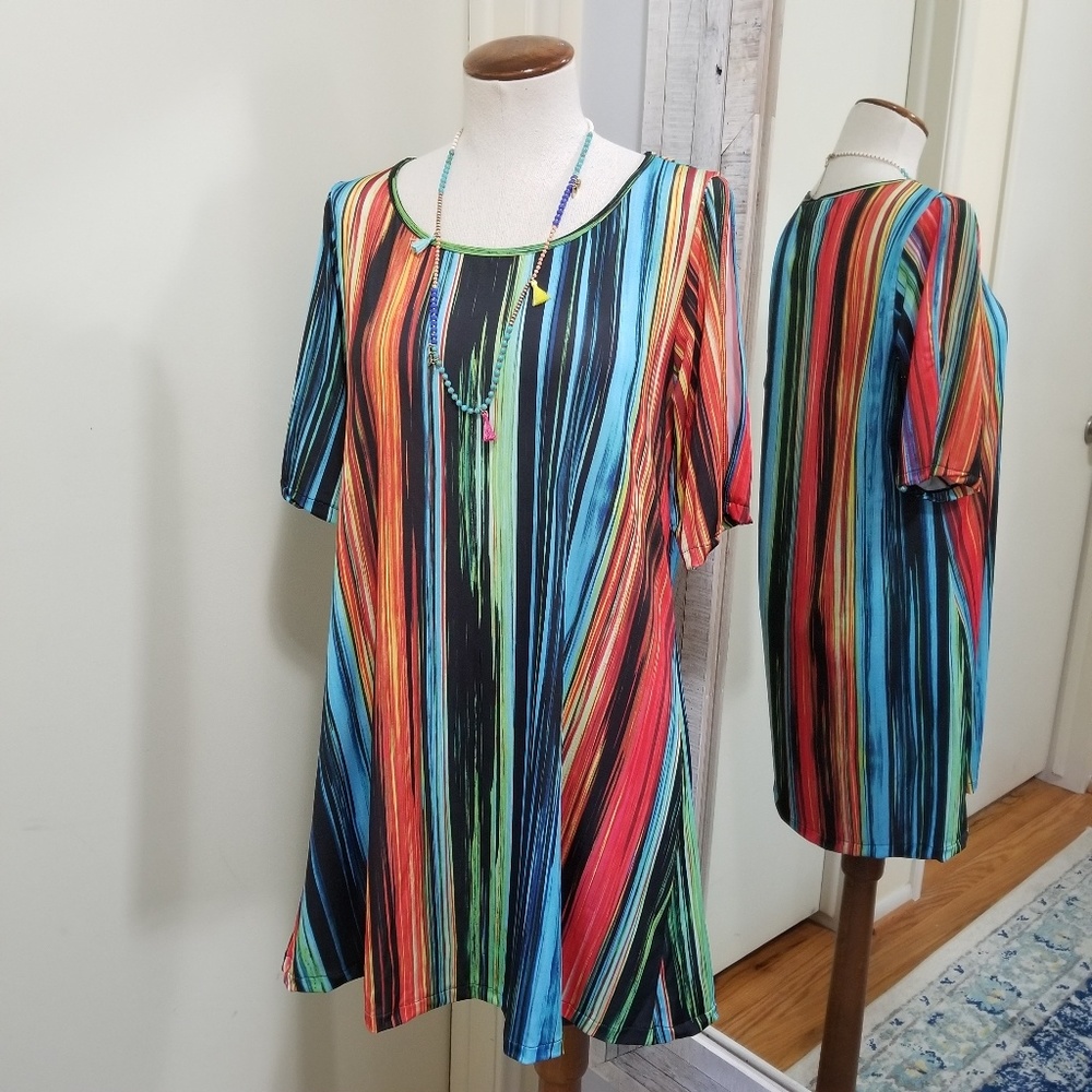 Lygia & Nanny Striped Printed Batuira Swing Dress